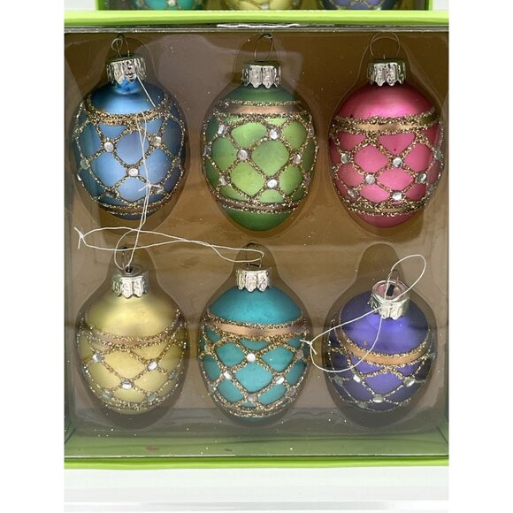 Pier 1 Imports Christmas Easter Ornament Tree Glass Eggs 2 boxes 12 eggs Retired - Picture 2 of 15